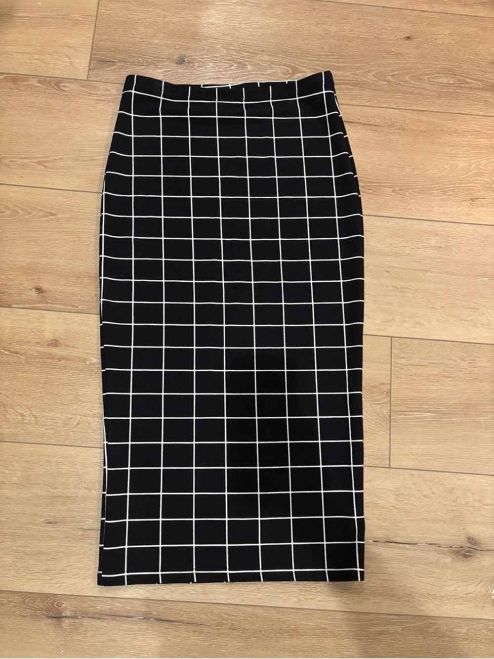 SHEIN Black & White Grid Windowpane Pencil Skirt